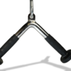 Triangle row cable attachment for back and arm strength training.