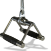 Triangle row cable attachment for back and arm strength training.